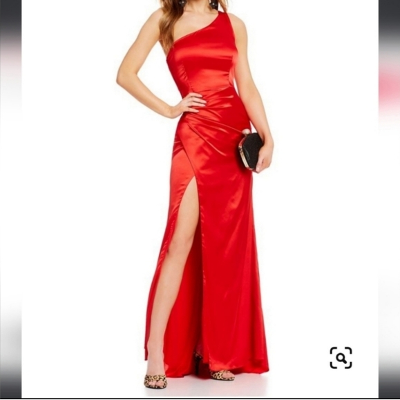 B Darlin Silky One Shoulder Full Length Dress - Picture 1 of 8